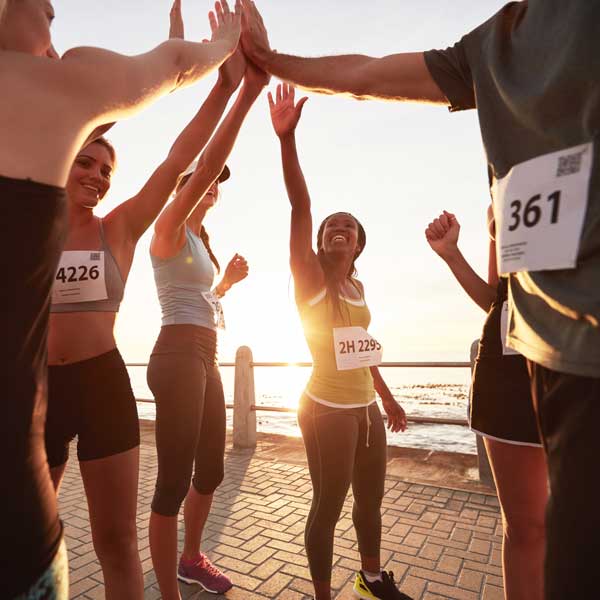 crowdfunding runners high five